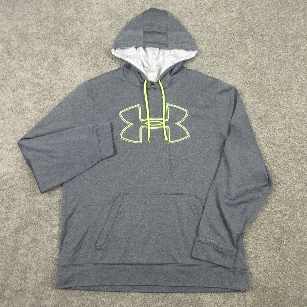 Under Armour Sweater Mens Large Gray UA Storm Fleece Pullover Hoodie Sweatshirt